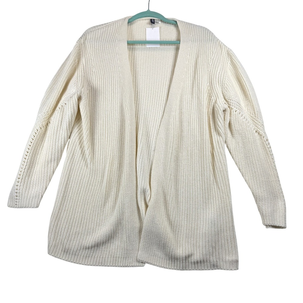 H&M Divided‎ Open Front Cream Knit Cardigan Medium Sweater Cozy Knitwear Fall
